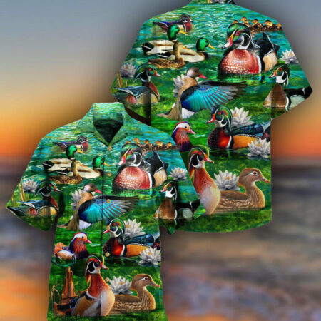 Duck All You Need Is Love And A Duck In Green - Hawaiian Shirt - Owl Ohh - Owl Ohh