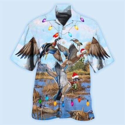 Duck Christmas Light Fly To Sky - Hawaiian Shirt - Owl Ohh - Owl Ohh