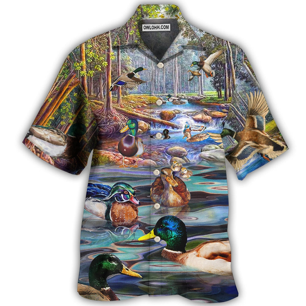 Duck Love Lake And Fly Cool - Hawaiian Shirt - Owl Ohh for men and women, kids - Owl Ohh