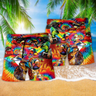 Duck Love Red And Green Fire - Beach Short - Owl Ohh - Owl Ohh