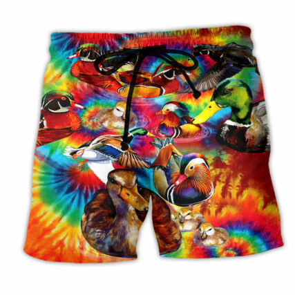 Duck Love Red And Green Fire - Beach Short - Owl Ohh - Owl Ohh