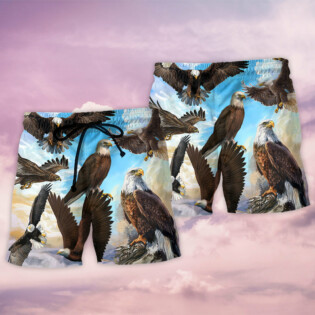 Eagle Flying In The Blue Sky - Beach Short - Owl Ohh - Owl Ohh