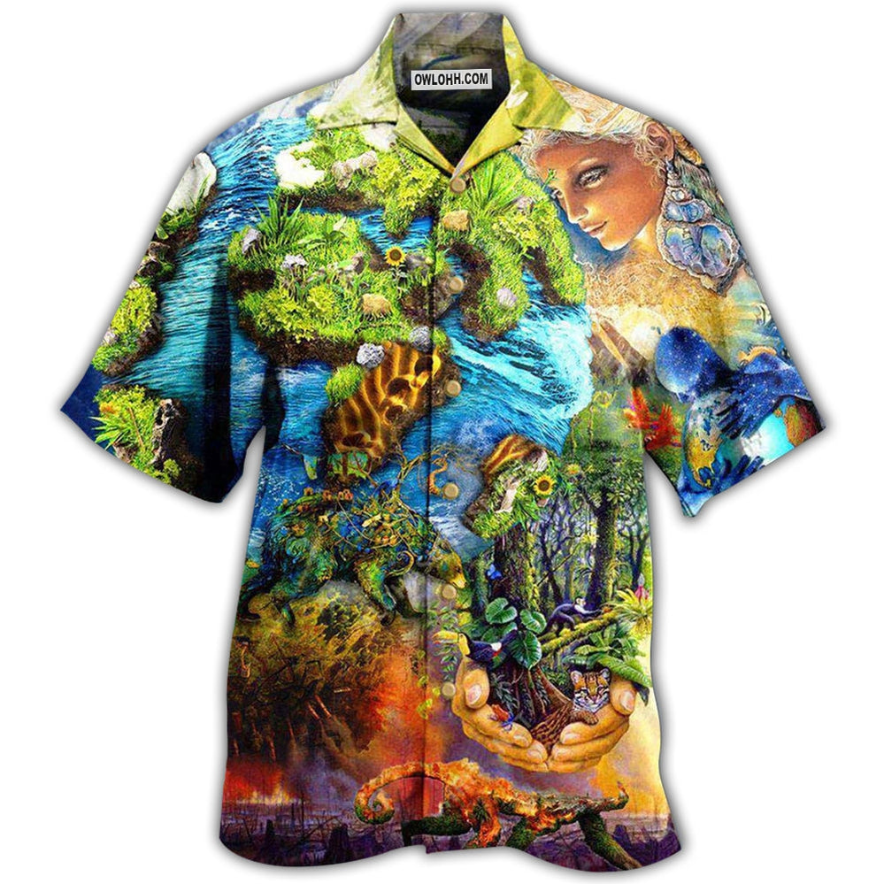 Earth With Environmental Protection - Hawaiian Shirt - Owl Ohh - Owl Ohh