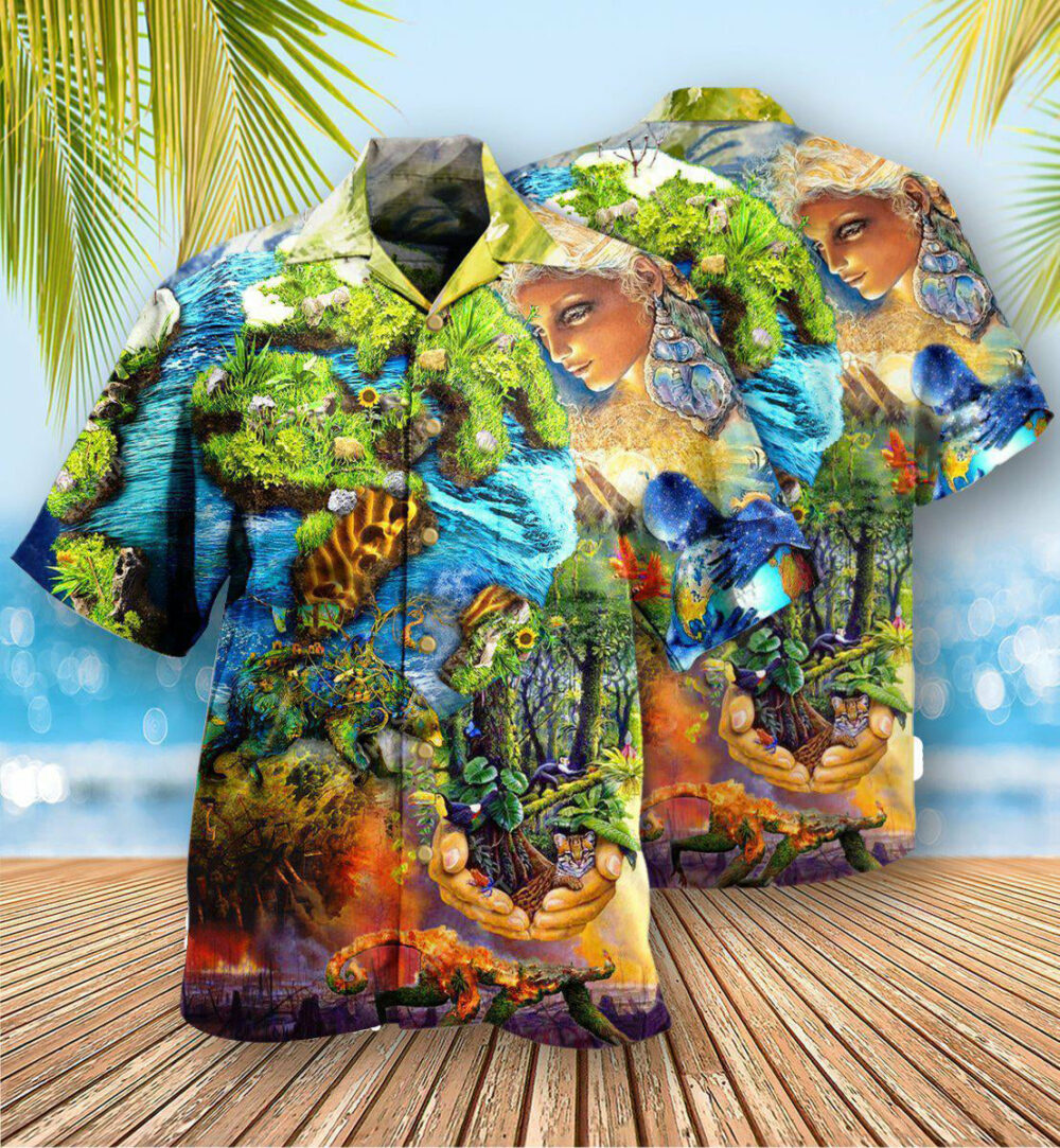 Earth With Environmental Protection - Hawaiian Shirt - Owl Ohh - Owl Ohh