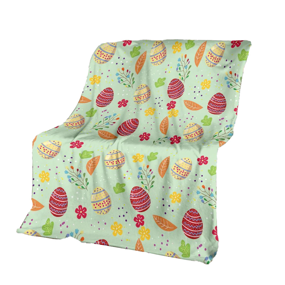 Easter Eggs Pattern Leaf Happy Easter Day - Flannel Blanket - Owl Ohh - Owl Ohh