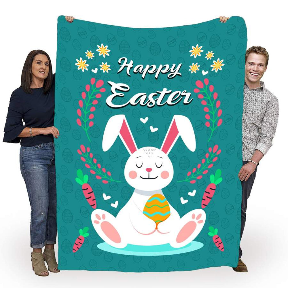 Easter Happy Bunny - Flannel Blanket-Owl Ohh