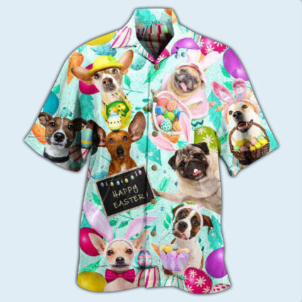 Easter Happy Lovely Dog With Eggs - Hawaiian Shirt - Owl Ohh - Owl Ohh
