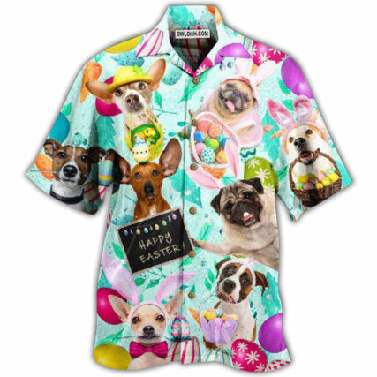 Easter Happy Lovely Dog With Eggs - Hawaiian Shirt - Owl Ohh - Owl Ohh
