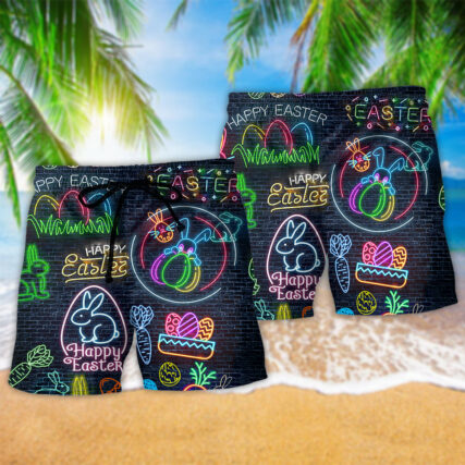 Easter Is Coming Rabbit Neon - Beach Short - Owl Ohh - Owl Ohh