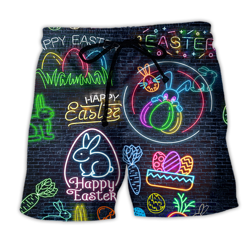 Easter Is Coming Rabbit Neon - Beach Short - Owl Ohh - Owl Ohh