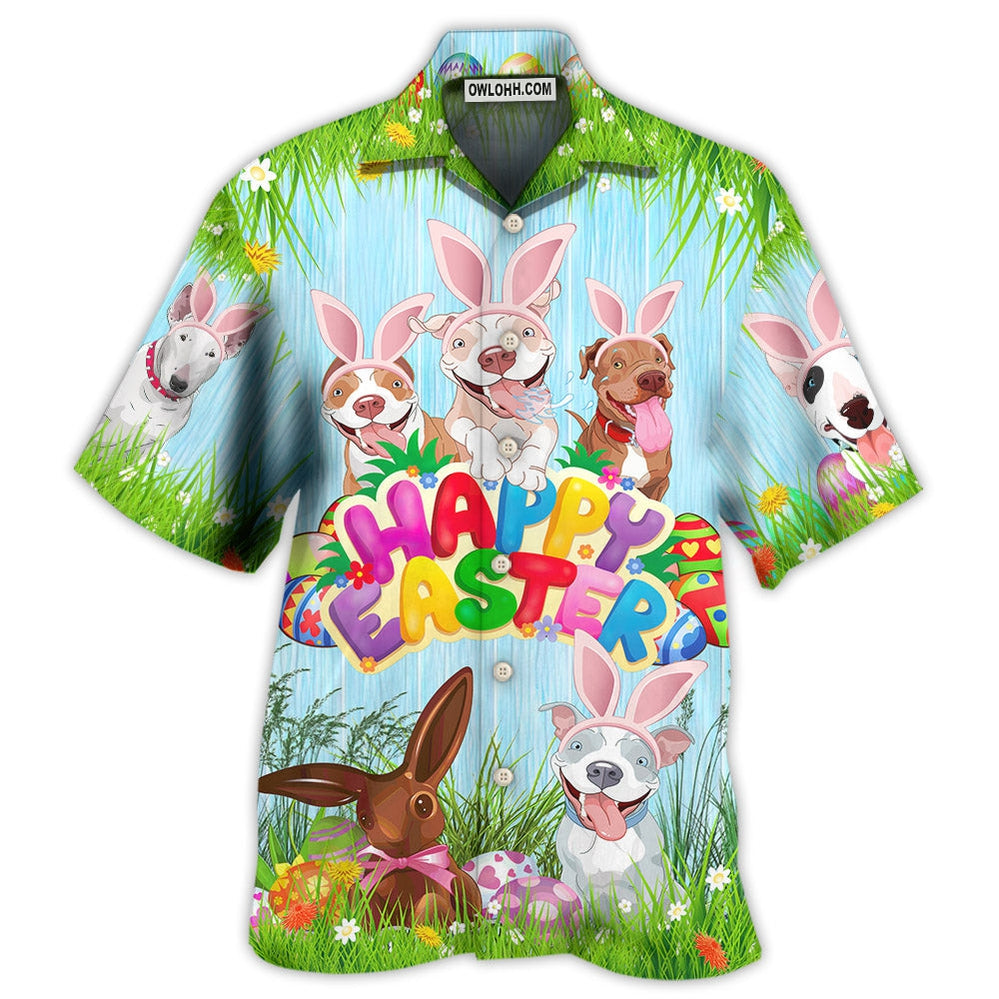 Eatser Happy PitBulls Funny - Hawaiian Shirt - Owl Ohh - Owl Ohh
