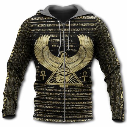 Egyptian Eye of Horus and Hieroglyphs - Hoodie - Owl Ohh - Owl Ohh