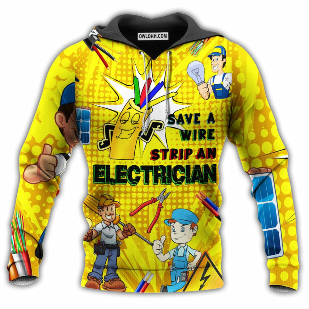 Electrician Save A Wire Strip An Electrician With Yellow Style - Hoodie - Owl Ohh - Owl Ohh