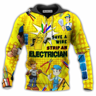 Electrician Save A Wire Strip An Electrician With Yellow Style - Hoodie - Owl Ohh - Owl Ohh