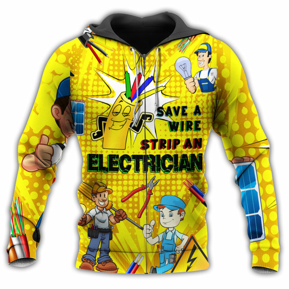 Electrician Save A Wire Strip An Electrician With Yellow Style - Hoodie - Owl Ohh - Owl Ohh