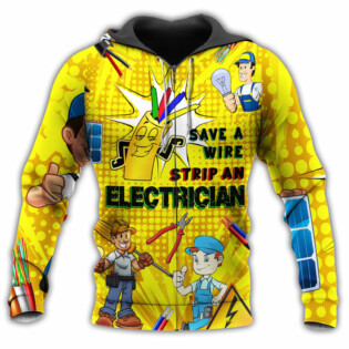 Electrician Save A Wire Strip An Electrician With Yellow Style - Hoodie - Owl Ohh - Owl Ohh