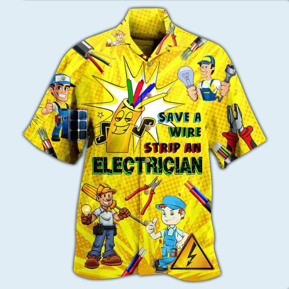 Electrician Save A Wire Stip An Electrician - Hawaiian Shirt - Owl Ohh - Owl Ohh