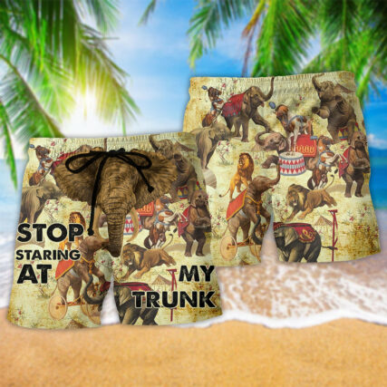 Elephant Circus Show Stop Staring At - Beach Short - Owl Ohh - Owl Ohh