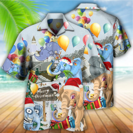 Elephant Funny Having Fun On Christmas Day - Hawaiian Shirt - Owl Ohh - Owl Ohh