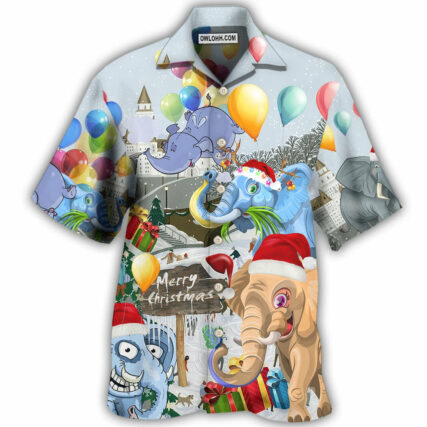 Elephant Funny Having Fun On Christmas Day - Hawaiian Shirt - Owl Ohh - Owl Ohh