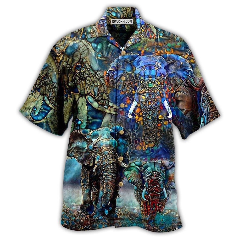 Elephant Love Forest Color - Hawaiian Shirt - Owl Ohh - Owl Ohh