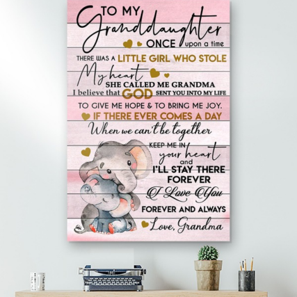 Elephant To My Granddaughter I Love You - Vertical Poster - Owl Ohh - Owl Ohh