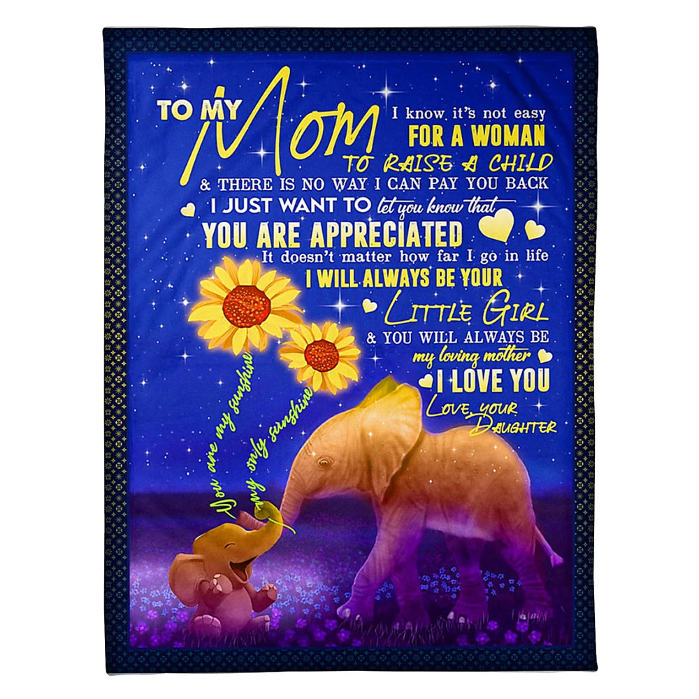 Elephant To My Mom Elephant - Flannel Blanket - Owl Ohh - Owl Ohh