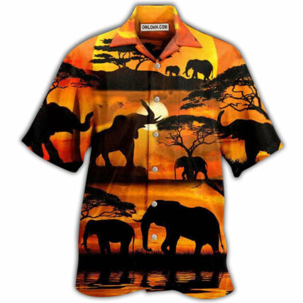 Elephant You're Stronger Than You Think In Yellow Sky - Hawaiian Shirt - Owl Ohh - Owl Ohh