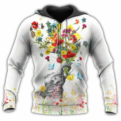 Elephant And Flowers Make Me Happy - Hoodie - Owl Ohh - Owl Ohh