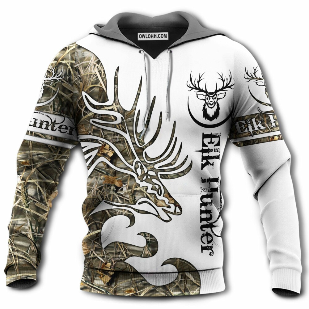 Elk Huntaholic Half Camouflage In Forest - Hoodie - Owl Ohh - Owl Ohh