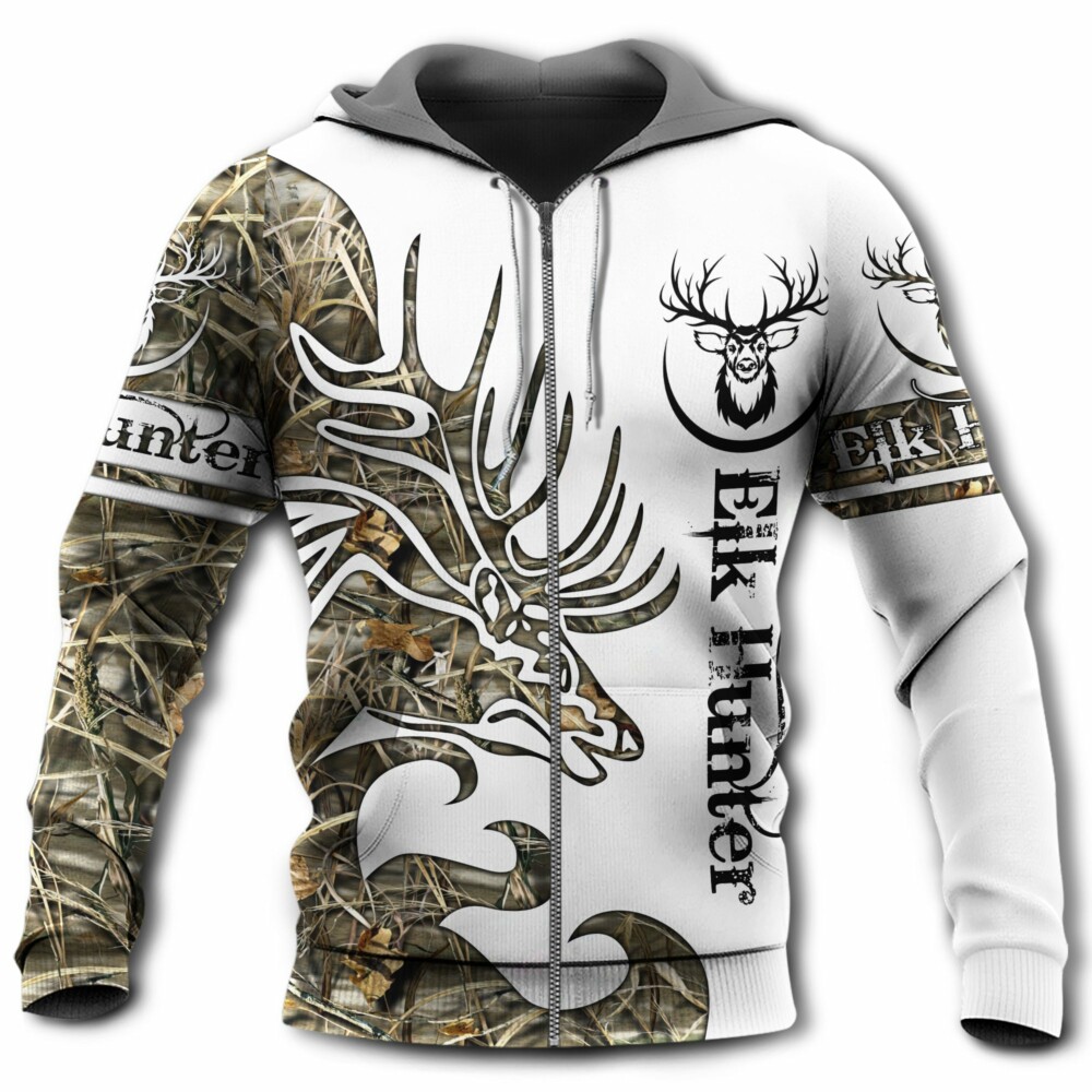 Elk Huntaholic Half Camouflage In Forest - Hoodie - Owl Ohh - Owl Ohh