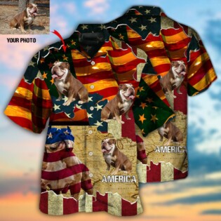 English Bulldog America Sunset Custom Photo - Hawaiian Shirt - Owl Ohh - Owl Ohh