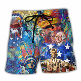 America My Patriotic Heart Beats Red White and Blue Freedom - Beach Short - Owl Ohh - Owl Ohh