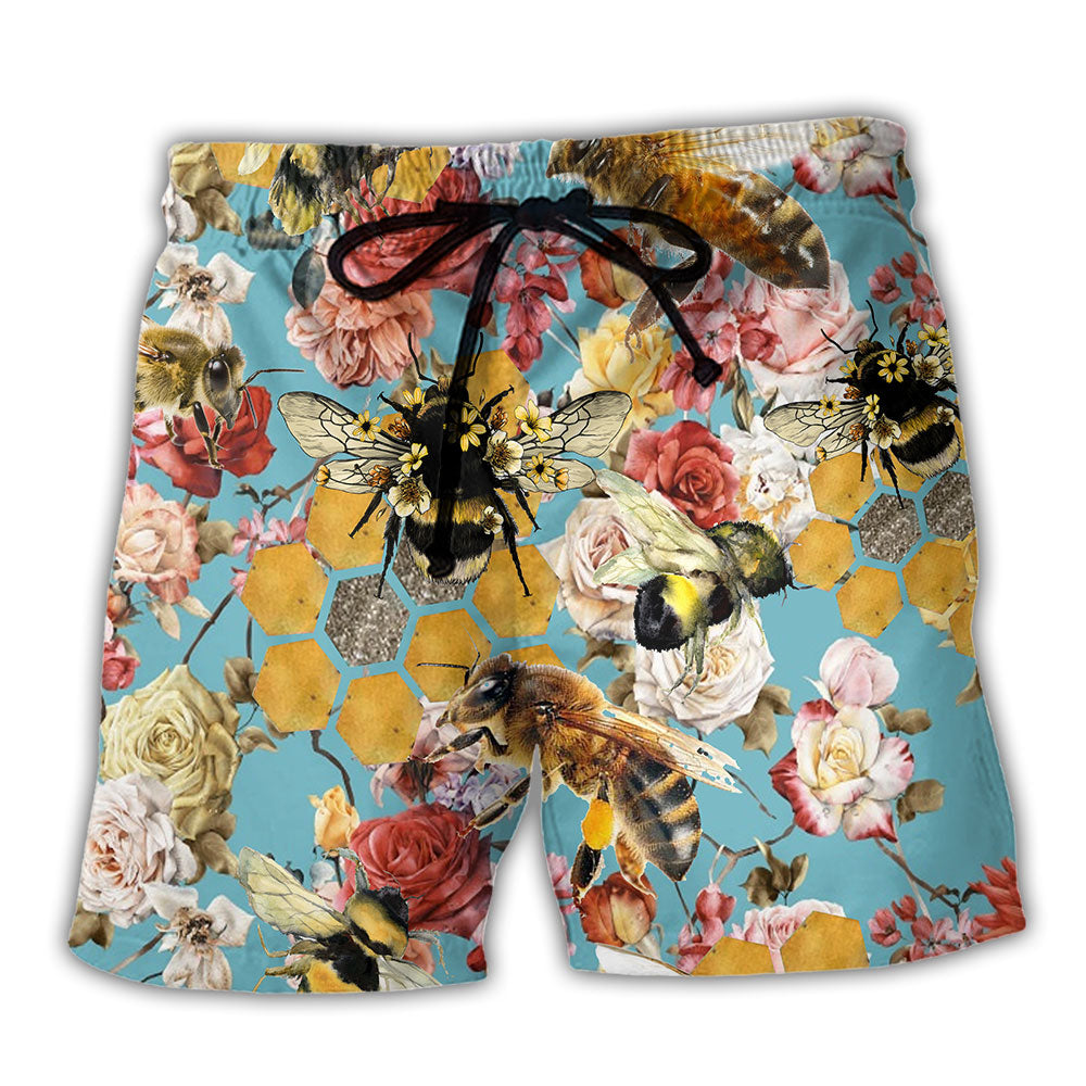 Bee Let Make Gorgeous Roses Floral - Beach Short - Owl Ohh - Owl Ohh