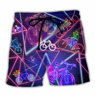 Bike Neon Style Love Purple Stunning - Beach Short - Owl Ohh - Owl Ohh