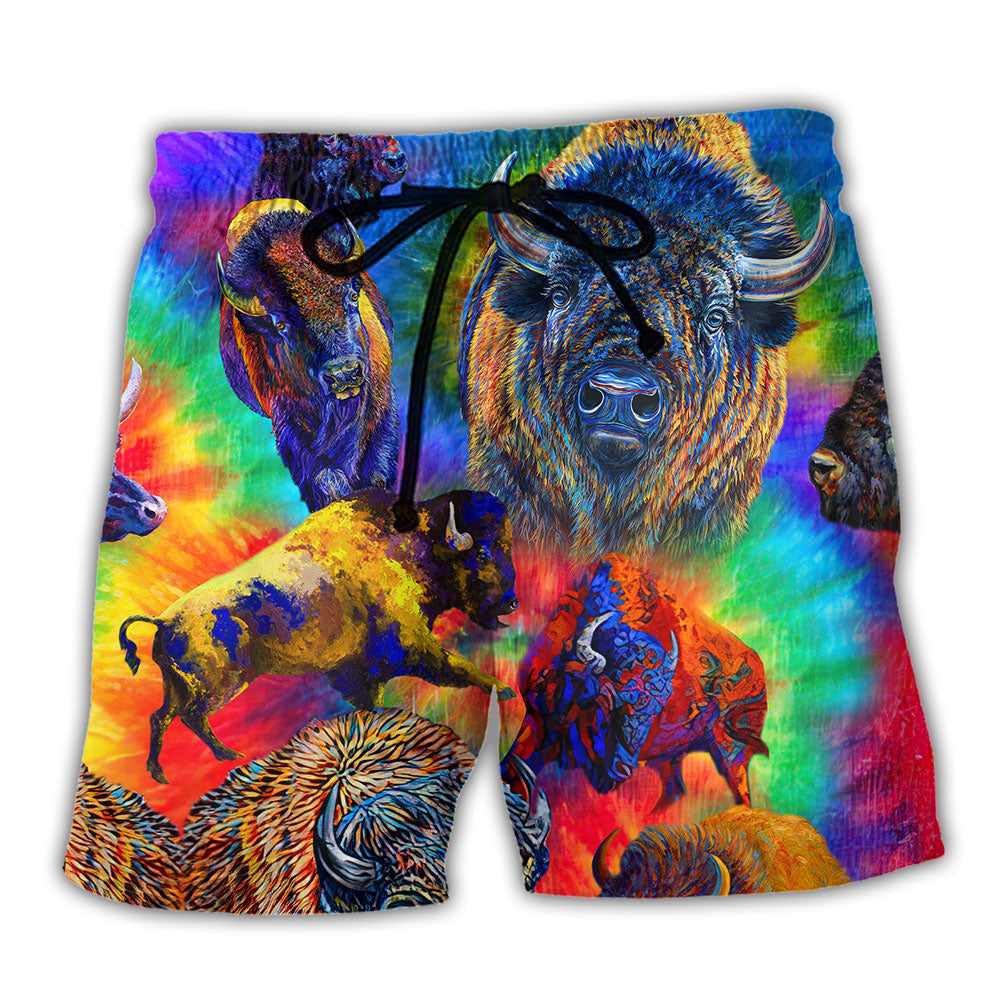 Bison Animals Colorful Bisons Cool Style - Beach Short - Owl Ohh - Owl Ohh