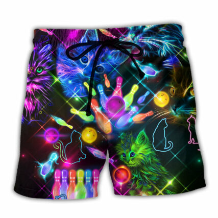Bowling Rolling With My Homies Cats Color Stunning - Beach Short - Owl Ohh - Owl Ohh