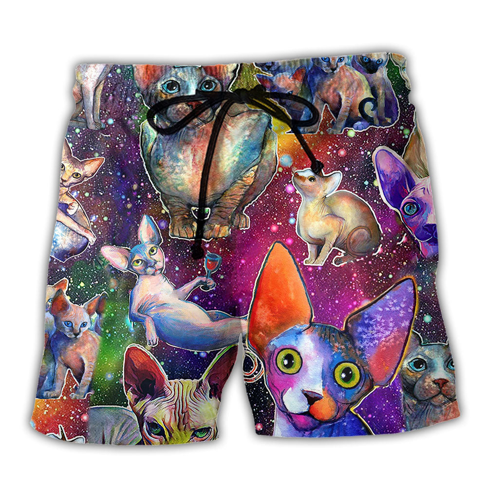 Cat To The Galaxy And Back Color - Beach Short - Owl Ohh - Owl Ohh