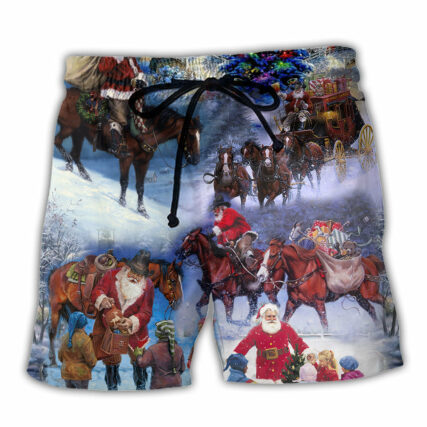 Santa Cowboy Christmas Love Children - Beach Short - Owl Ohh - Owl Ohh