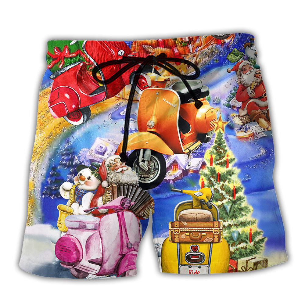 Scooter Chill With Your Scooters By Greece Beach Merry Christmas - Beach Short - Owl Ohh - Owl Ohh