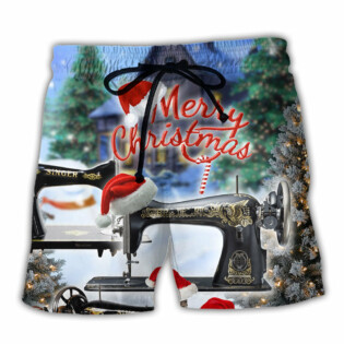 Sewing Machine Merry Christmas Night - Beach Short - Owl Ohh - Owl Ohh