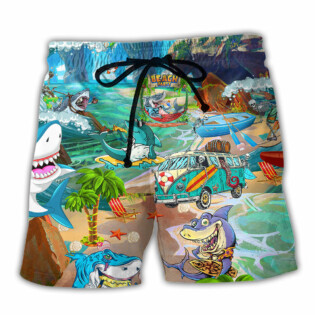 Shark And Skeletons On Summer Beach Party - Beach Short - Owl Ohh - Owl Ohh