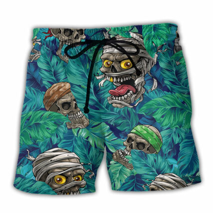 Skull Hide And Seek Tropical Leaf - Beach Short - Owl Ohh - Owl Ohh