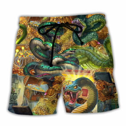 Snake Love Gold Cool Style - Beach Short - Owl Ohh - Owl Ohh