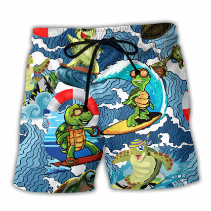 Turtle Surf Happy Style Funny - Beach Short - Owl Ohh - Owl Ohh