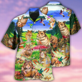 Hamster Animals Eating And Happy In Field - Hawaiian Shirt - Owl Ohh - Owl Ohh