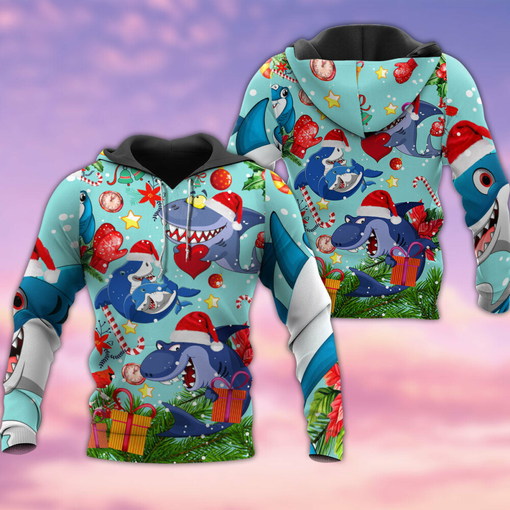 Christmas Love Sharks In The Ocean - Hoodie - Owl Ohh - Owl Ohh