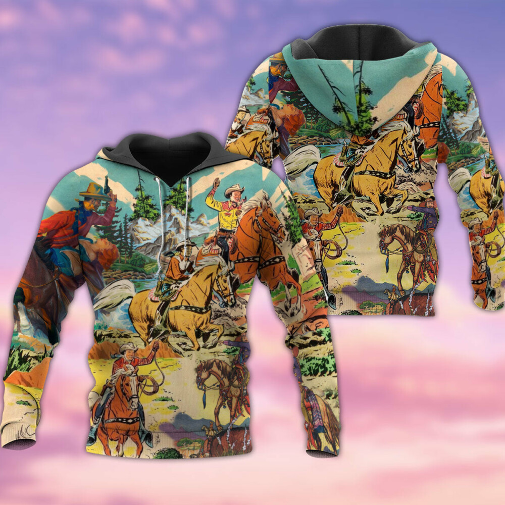 Cowboy Real Men Ride Horses With Peace - Hoodie - Owl Ohh - Owl Ohh