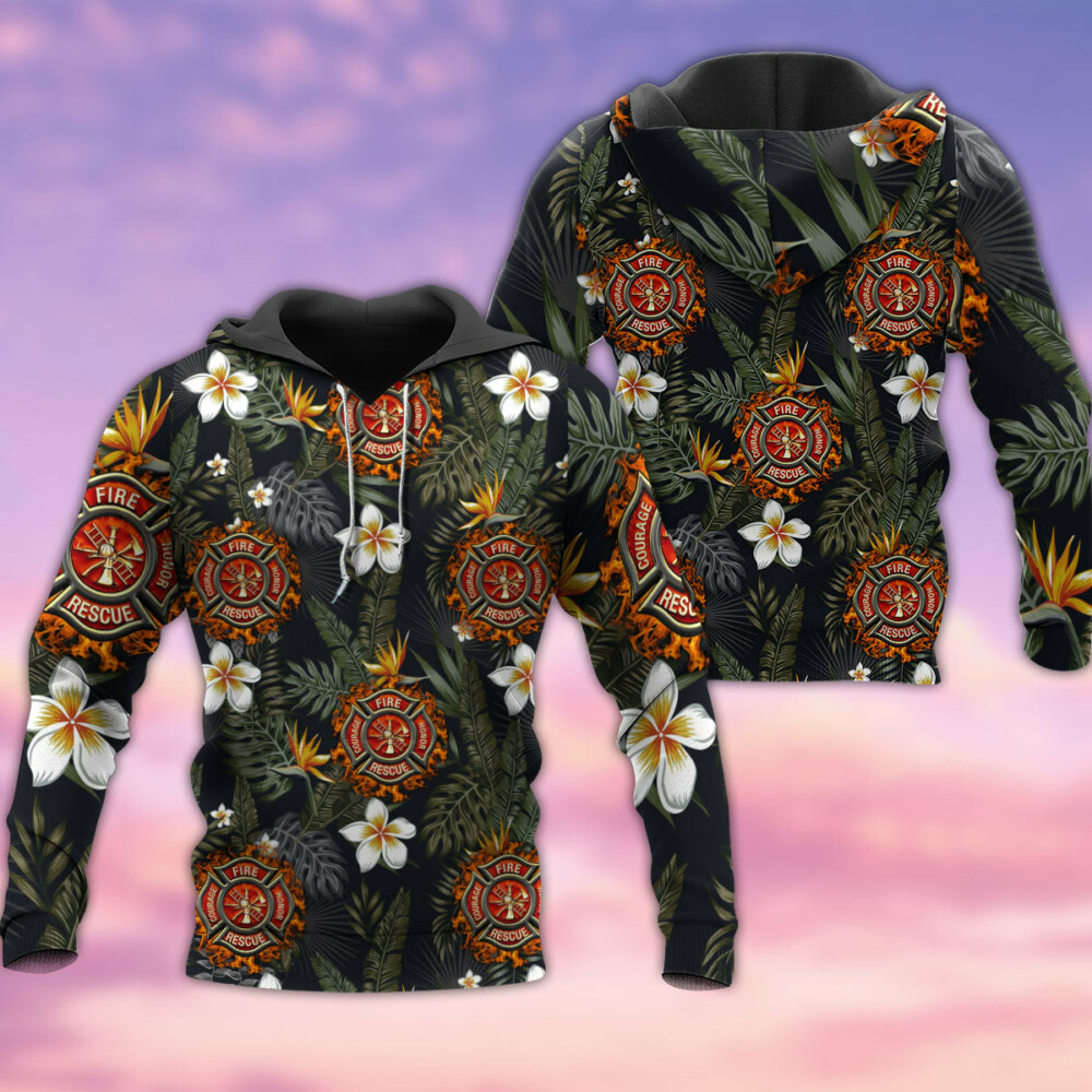 Firefighter Lover With Flower - Hoodie - Owl Ohh - Owl Ohh