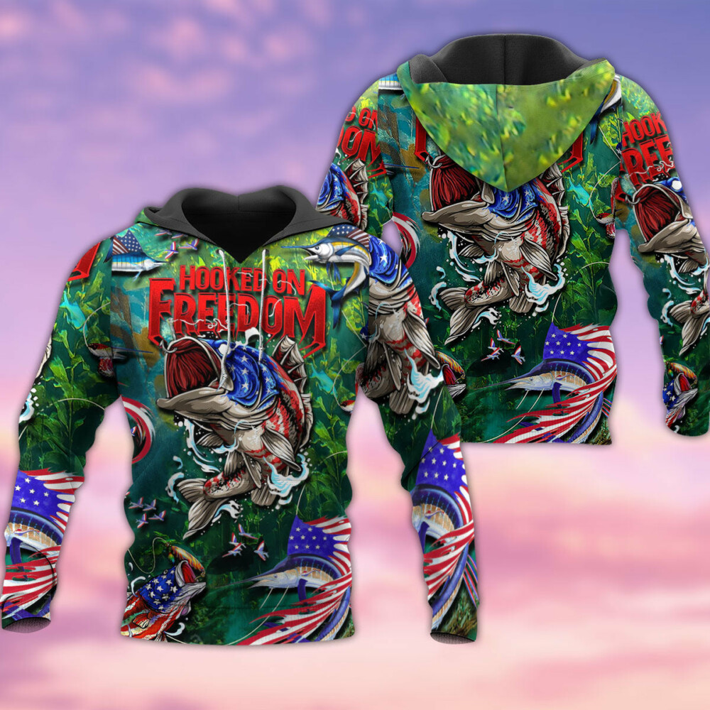 Fishing Hooked On Freedom - Hoodie - Owl Ohh - Owl Ohh